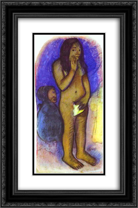Words of the Devil 16x24 Black Ornate Wood Framed Art Print Poster with Double Matting by Gauguin, Paul
