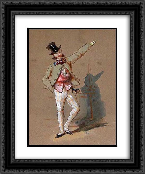 Dandy in Paris 20x24 Black Ornate Wood Framed Art Print Poster with Double Matting by Gavarni, Paul