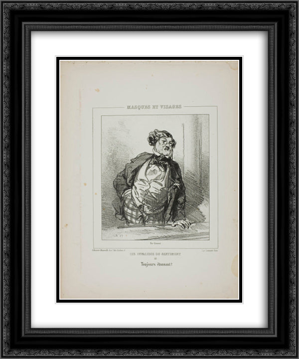 Les Invalides du Sentiment Toujours etonnant! 20x24 Black Ornate Wood Framed Art Print Poster with Double Matting by Gavarni, Paul