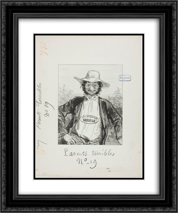 Les Parents Terribles series I am Mamzelle Jolibiais' Papa 20x24 Black Ornate Wood Framed Art Print Poster with Double Matting by Gavarni, Paul