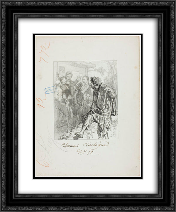 Les Propos de Thomas Vireloque Ego! ego...ego - all equal (egaux-ego, buth pronounced alike) 20x24 Black Ornate Wood Framed Art Print Poster with Double Matting by Gavarni, Paul