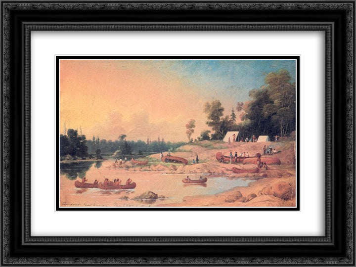 Encampment 24x18 Black Ornate Wood Framed Art Print Poster with Double Matting by Kane, Paul