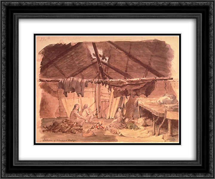 Lodge Interior 24x20 Black Ornate Wood Framed Art Print Poster with Double Matting by Kane, Paul