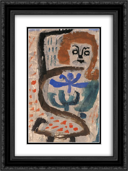 A swarming  18x24 Black Ornate Wood Framed Art Print Poster with Double Matting by Klee, Paul