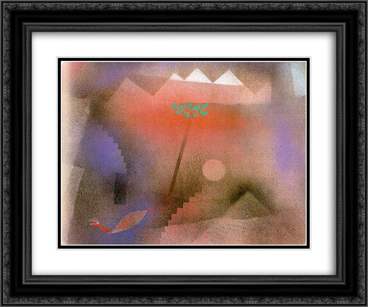 Bird Wandering Off 24x20 Black Ornate Wood Framed Art Print Poster with Double Matting by Klee, Paul