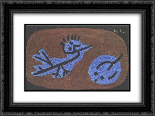 Blue bird pumpkin 24x18 Black Ornate Wood Framed Art Print Poster with Double Matting by Klee, Paul