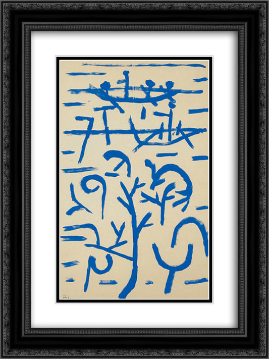 Boats in the Flood  18x24 Black Ornate Wood Framed Art Print Poster with Double Matting by Klee, Paul