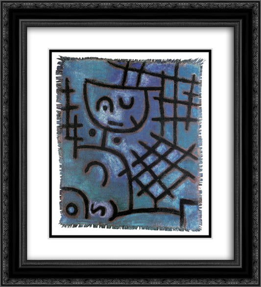 Captive 20x22 Black Ornate Wood Framed Art Print Poster with Double Matting by Klee, Paul