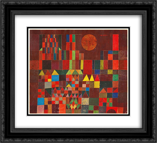 Castle and Sun 22x20 Black Ornate Wood Framed Art Print Poster with Double Matting by Klee, Paul