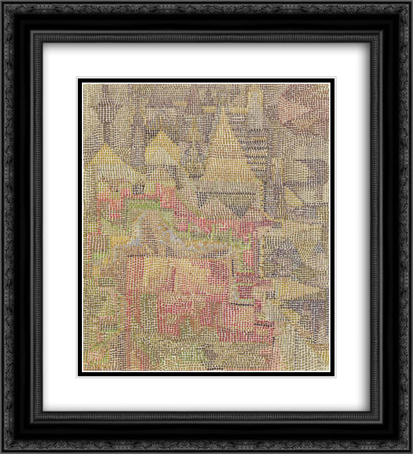 Castle Garden 20x22 Black Ornate Wood Framed Art Print Poster with Double Matting by Klee, Paul