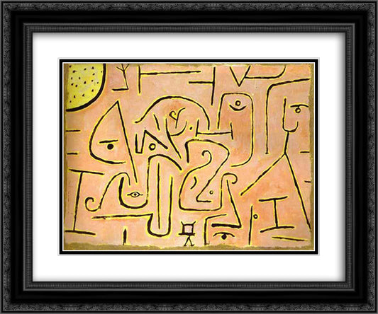 Contemplation 24x20 Black Ornate Wood Framed Art Print Poster with Double Matting by Klee, Paul