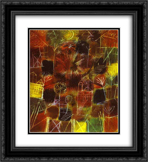 Cosmic Composition 20x22 Black Ornate Wood Framed Art Print Poster with Double Matting by Klee, Paul