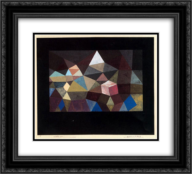 Crystalline Landscape 22x20 Black Ornate Wood Framed Art Print Poster with Double Matting by Klee, Paul