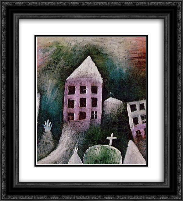 Destroyed place 20x22 Black Ornate Wood Framed Art Print Poster with Double Matting by Klee, Paul