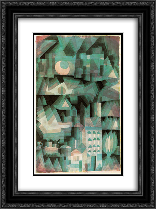 Dream City 18x24 Black Ornate Wood Framed Art Print Poster with Double Matting by Klee, Paul