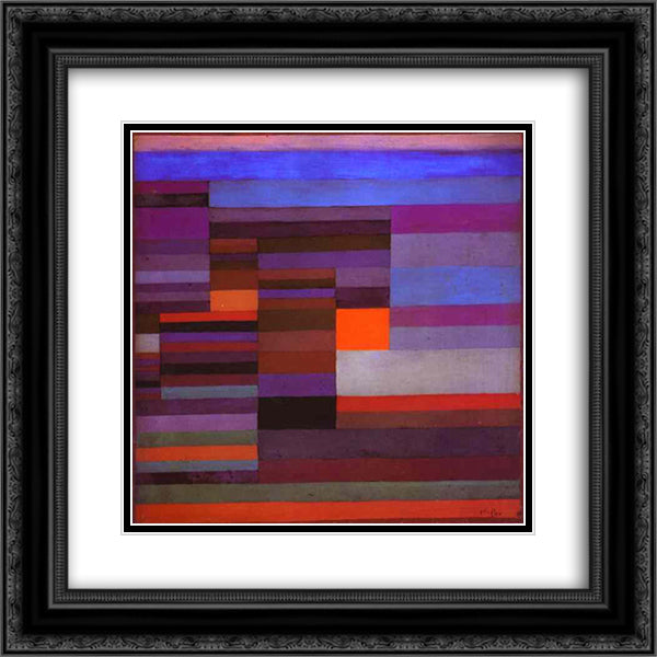 Fire evening 20x20 Black Ornate Wood Framed Art Print Poster with Double Matting by Klee, Paul