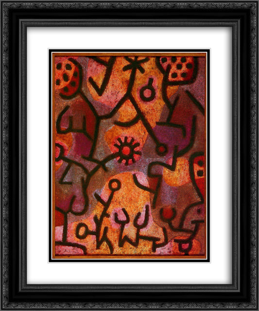 Flora on rocks Sun 20x24 Black Ornate Wood Framed Art Print Poster with Double Matting by Klee, Paul