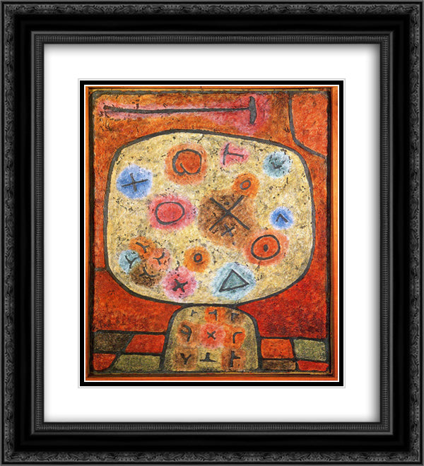 Flowers in Stone 20x22 Black Ornate Wood Framed Art Print Poster with Double Matting by Klee, Paul