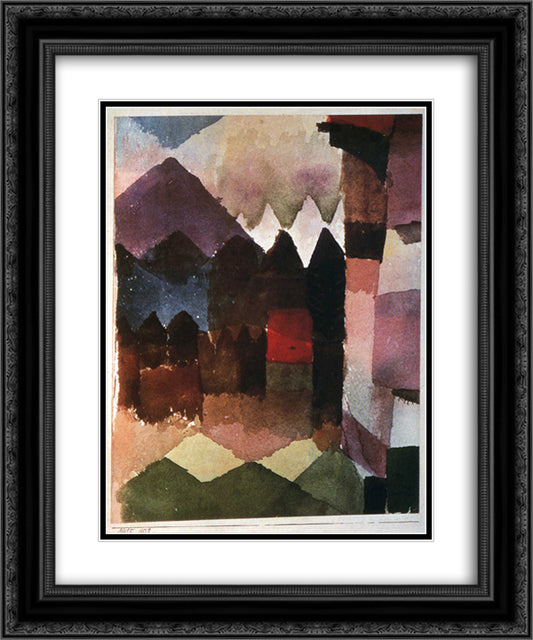 Foehn Wind in Marc's Garden 20x24 Black Ornate Wood Framed Art Print Poster with Double Matting by Klee, Paul