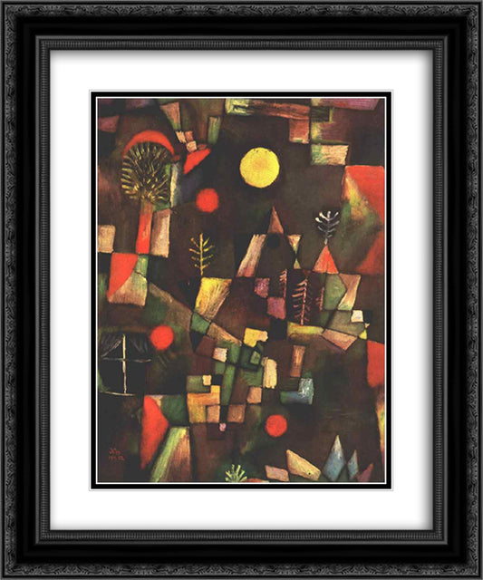 Full moon 20x24 Black Ornate Wood Framed Art Print Poster with Double Matting by Klee, Paul