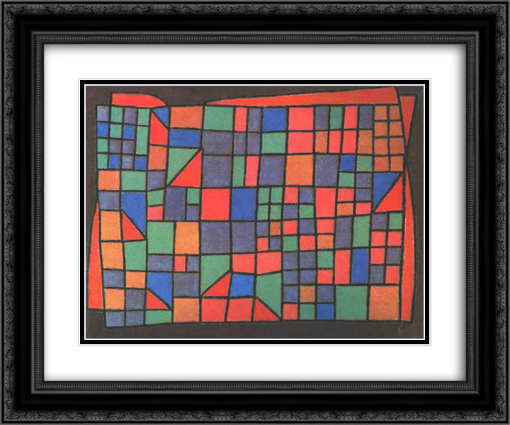 Glass Facade 24x20 Black Ornate Wood Framed Art Print Poster with Double Matting by Klee, Paul