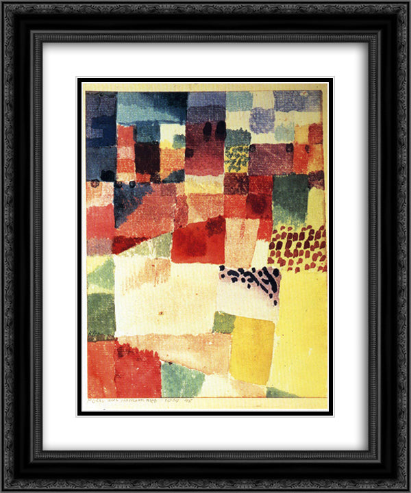 Hammamet 20x24 Black Ornate Wood Framed Art Print Poster with Double Matting by Klee, Paul