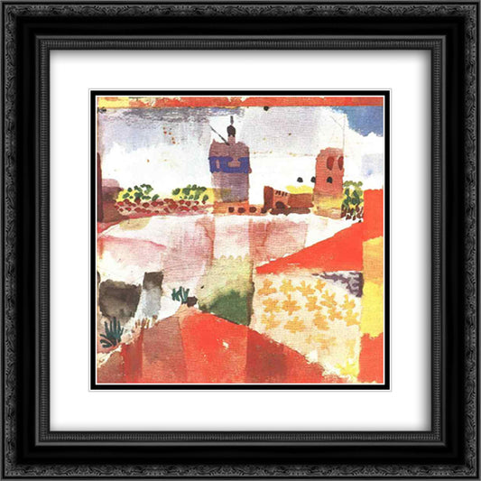 Hammamet with mosque 20x20 Black Ornate Wood Framed Art Print Poster with Double Matting by Klee, Paul