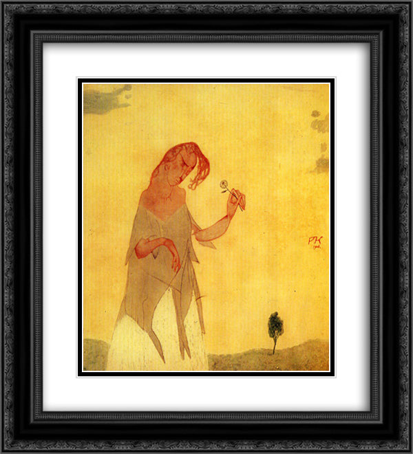 Hesitation 20x22 Black Ornate Wood Framed Art Print Poster with Double Matting by Klee, Paul