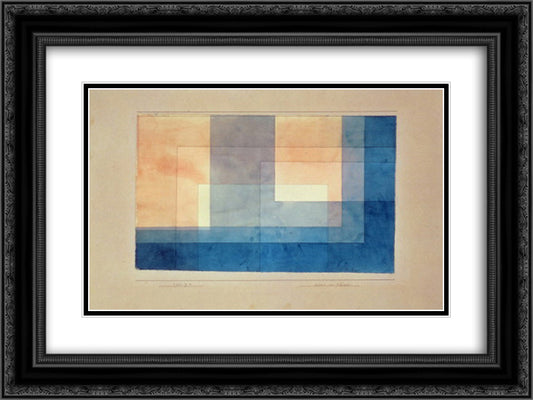 House on the Water 24x18 Black Ornate Wood Framed Art Print Poster with Double Matting by Klee, Paul