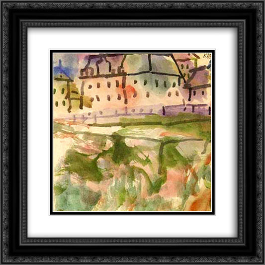 Houses near the Gravel Pit 20x20 Black Ornate Wood Framed Art Print Poster with Double Matting by Klee, Paul