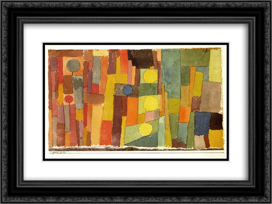 In the Style of Kairouan 24x18 Black Ornate Wood Framed Art Print Poster with Double Matting by Klee, Paul