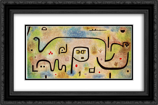 Insula Dulcamara 24x16 Black Ornate Wood Framed Art Print Poster with Double Matting by Klee, Paul