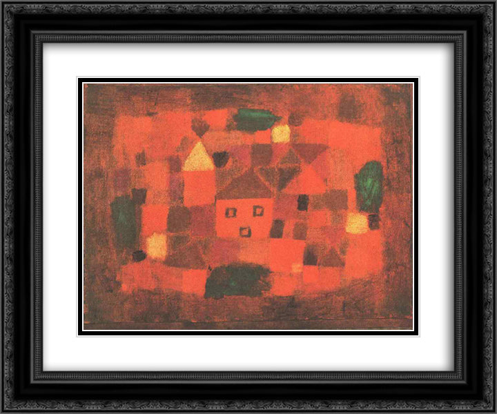 Landscape with Sunset 24x20 Black Ornate Wood Framed Art Print Poster with Double Matting by Klee, Paul