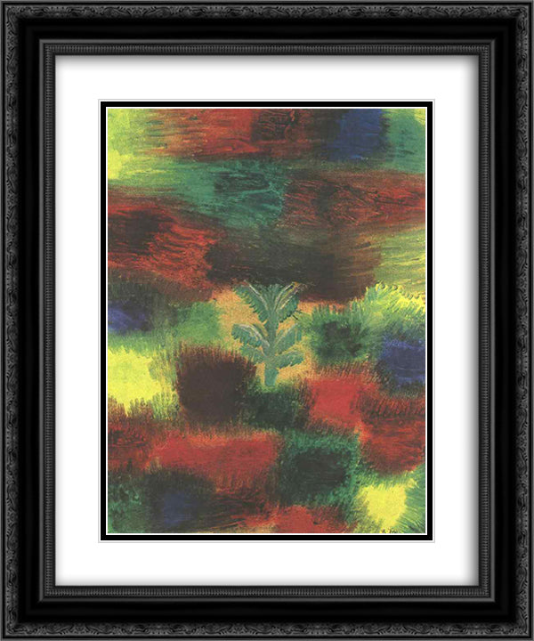 Little Tree Amid Shrubbery 20x24 Black Ornate Wood Framed Art Print Poster with Double Matting by Klee, Paul