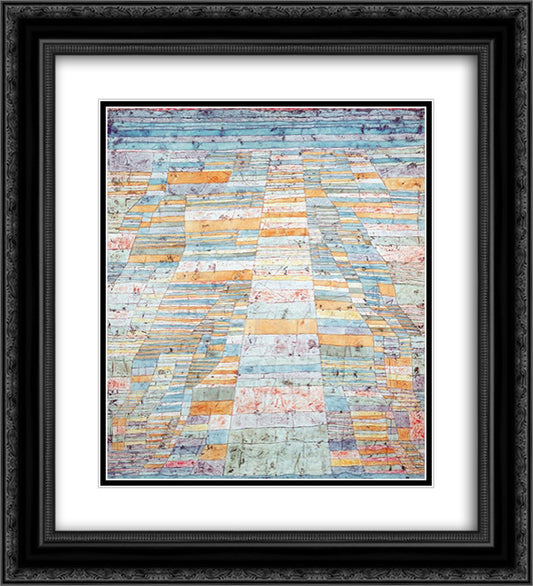 Main path and byways  20x22 Black Ornate Wood Framed Art Print Poster with Double Matting by Klee, Paul