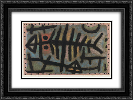 Mess of fish  24x18 Black Ornate Wood Framed Art Print Poster with Double Matting by Klee, Paul