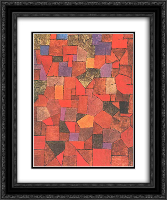 Mountain Village (Autumnal) 20x24 Black Ornate Wood Framed Art Print Poster with Double Matting by Klee, Paul