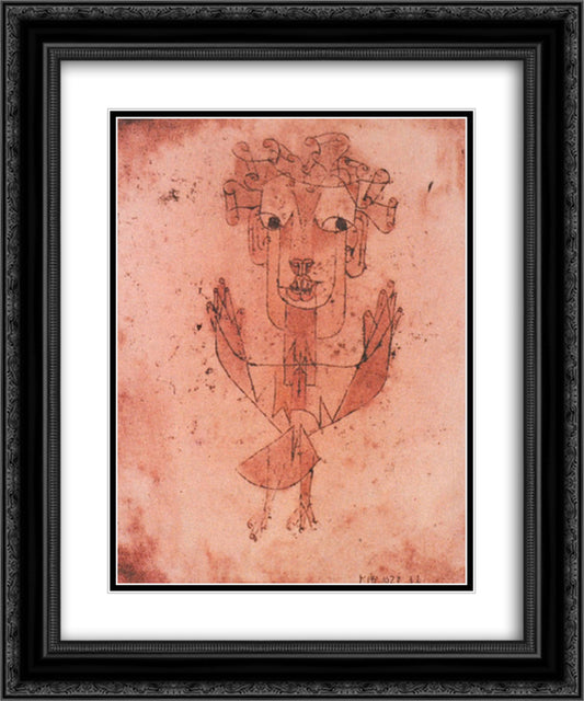 New Angel 20x24 Black Ornate Wood Framed Art Print Poster with Double Matting by Klee, Paul