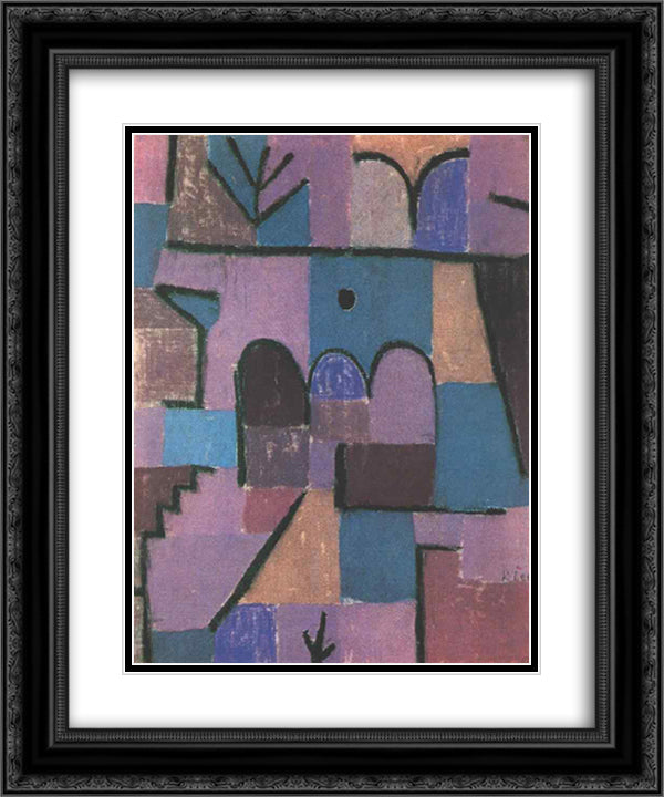 Oriental Garden 20x24 Black Ornate Wood Framed Art Print Poster with Double Matting by Klee, Paul