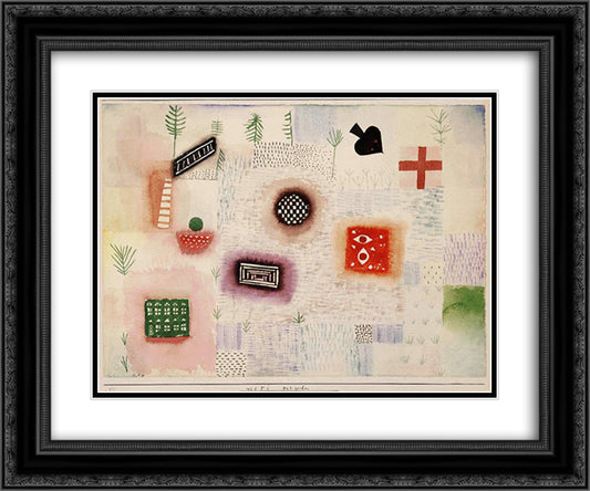 Place signs 24x20 Black Ornate Wood Framed Art Print Poster with Double Matting by Klee, Paul