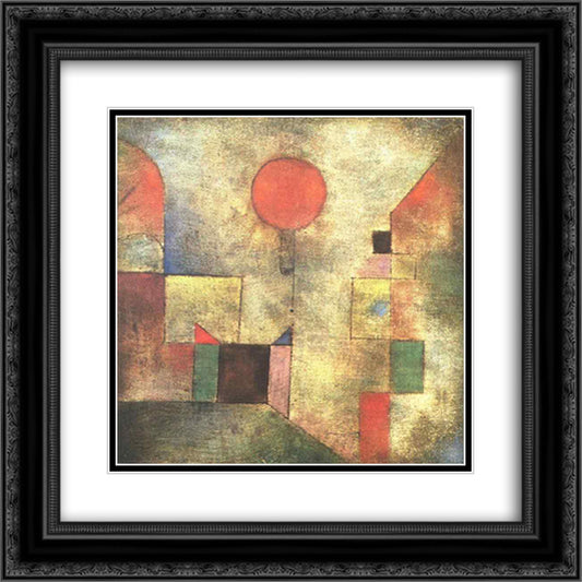 Red Balloon 20x20 Black Ornate Wood Framed Art Print Poster with Double Matting by Klee, Paul