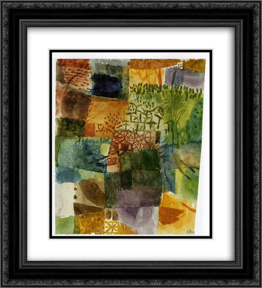 Remembrance of a Garden 20x22 Black Ornate Wood Framed Art Print Poster with Double Matting by Klee, Paul