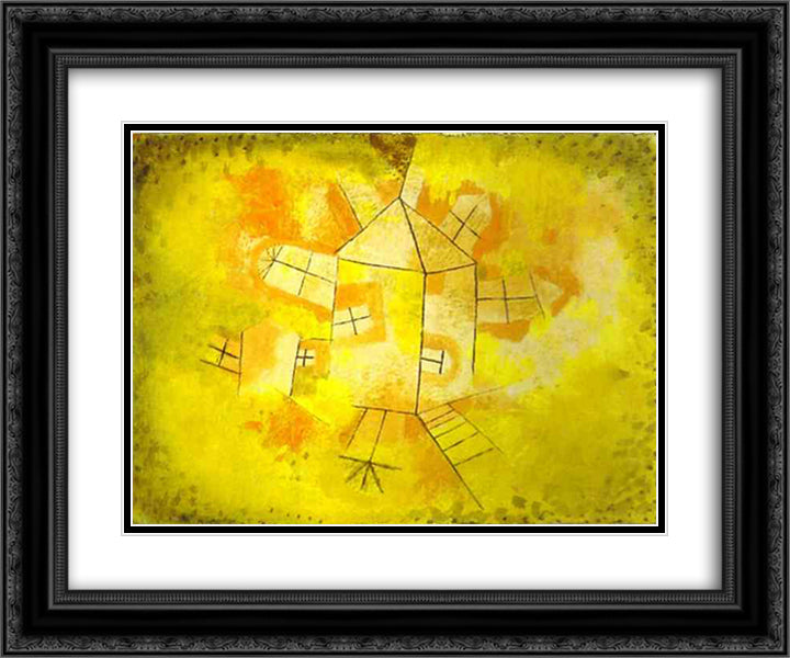 Revolving House 24x20 Black Ornate Wood Framed Art Print Poster with Double Matting by Klee, Paul