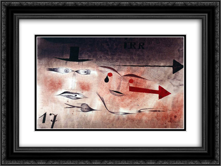Seventeen  24x18 Black Ornate Wood Framed Art Print Poster with Double Matting by Klee, Paul