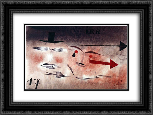 Seventeen  24x18 Black Ornate Wood Framed Art Print Poster with Double Matting by Klee, Paul
