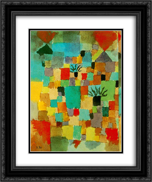 Southern (Tunisian) gardens 20x24 Black Ornate Wood Framed Art Print Poster with Double Matting by Klee, Paul