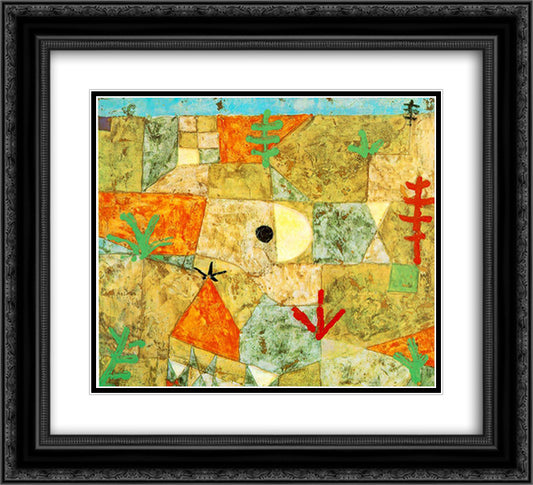Southern gardens 22x20 Black Ornate Wood Framed Art Print Poster with Double Matting by Klee, Paul
