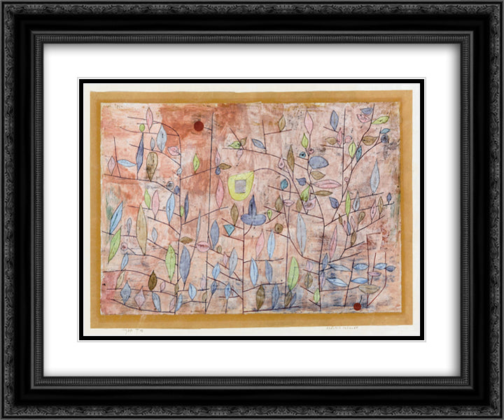 Sparse foliage  24x20 Black Ornate Wood Framed Art Print Poster with Double Matting by Klee, Paul