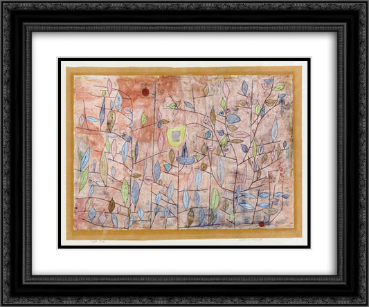 Sparse foliage  24x20 Black Ornate Wood Framed Art Print Poster with Double Matting by Klee, Paul