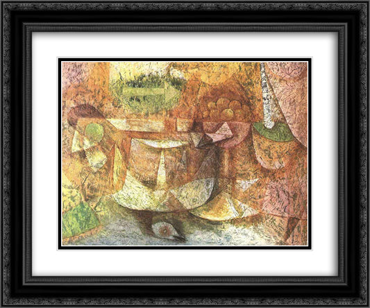 Still Life with Dove 24x20 Black Ornate Wood Framed Art Print Poster with Double Matting by Klee, Paul